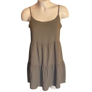 American Eagle Khaki Green babydoll summer mini dress with cut out back